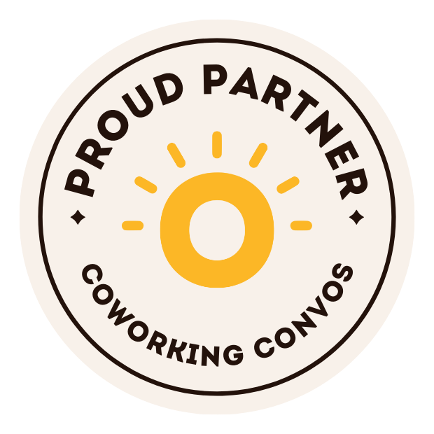 Badge reading Proud Partner of Coworking Convos